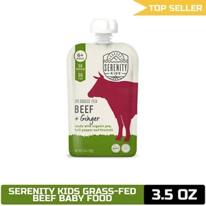 Serenity Kids Baby Food Pouch 6+ Months Grass Fed Beef & Veggies 3.5oz BPA-Free - Picture 1 of 2