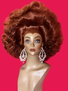 Big AUBURN Red RUPAUL Drag Race WIG! Lace Front Custom Costume Drag Queen Blonde - Picture 1 of 11