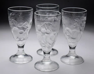 4er Set Keramik Scheune Glas Wasserkelche Obstgarten geprägtes Obst - Bild 1 von 5
