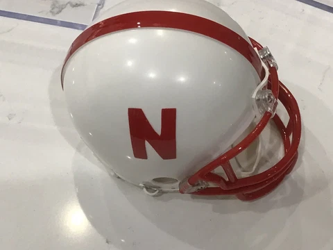 Nebraska Cornhuskers Riddell 3 5/8 Mini Footall Helmet With Plastic Case Cover