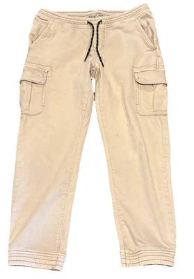 Pantalones de chándal vintage resistentes a la intemperie medianos beige bolsillos cordón entrenamiento Foto 1 de 4