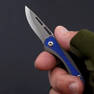 EDC Taschenmesser Klappmesser D2 Klinge Titan G10 Griff Outdoor Survival Schlüsselanhänger - Bild 1 von 12