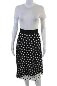 Alice + Olivia Damen A-Linien Rock schwarz Seide gepunktet Midi Größe 6 - Bild 1 von 7