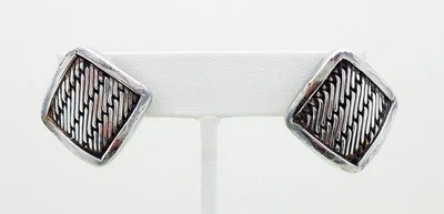 Lois Hill 13/16" X 13/16" Omega Back Earrings in Sterling Silver 14k Gold Posts - Image 1 of 4