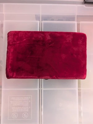 Vintage Harry Levine HL USA Red Velvet Clutch Purse Gold Frame Satin Lining - Image 1 of 4
