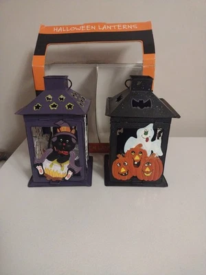 NUEVO EN CAJA: Juego de linternas de Halloween gato negro y calabazas fantasma luz de té JC Penney  Foto 1 de 4