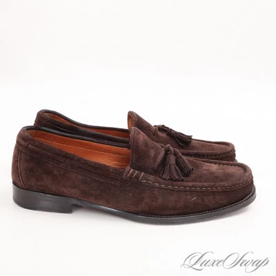 Ralph Lauren Purple Label Made in Italy Brown Suede Tassel Loafers Shoes 9 D NR - Image 1 of 4