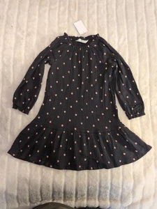 H&M NWT Girl's Dark Gray Dress with Pink Flowers Cotton Size 6x - Picture 1 of 10