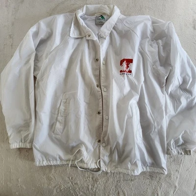 Augusta Sportswear Windbreaker White Mens Large Lined Coach’s Jacket Snaps - Image 1 of 4