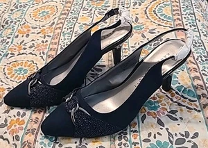 Karen Scott Women Navy Blue Giselee Slingback Pumps Shoes Size 9M - Picture 1 of 5