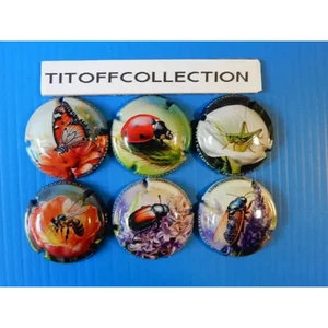 la série de 6 capsules de champagne génériques insecte en fleur (juillet 2025 - Foto 1 di 1