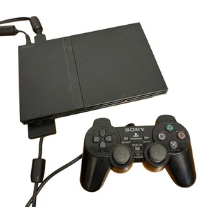 Black Sony PlayStation 2 Slim Console - OEM Cords & Controller - Tested & Works! - Bild 1 von 9