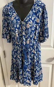Faherty Mini Dress Women’s Size Small Floral BLUE NWT $188 - Picture 1 of 19