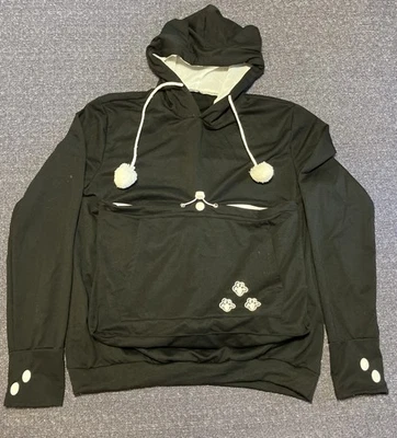 Sudadera con Capucha Bolsa para Gato Orejas de Coche Talla L Negra Forro Extraíble Inserto Foto 1 de 4