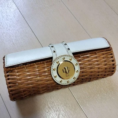 Сумка-клатч Michael Kors плетеная кожа золотистая фурнитура соломенная ручная сумочка MBb0287 - Изображение 1 из 4