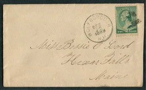 1889 Wolfeborough NH Cubierta a Kezar Falls ME 2c Sello Púrpura Estrella Marcado - Imagen 1 de 2
