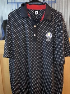FJ Footjoy Polo Shirt Adult L Blue Star Pattern Whistling Straits 2020 Ryder Cup - Picture 1 of 4