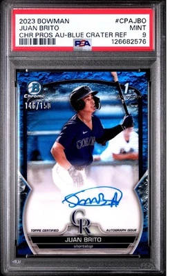 2023 Bowman Chrome Juan Brito Rookie Auto Blue Crater Refractor /150 PSA 9 B2 - Image 1 of 2