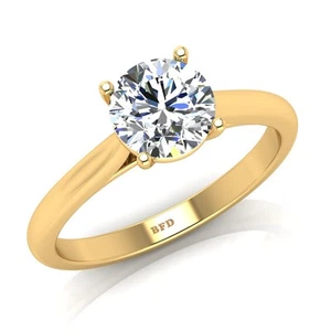 IGI 1.50Ct D/VS Lab Grown Round Diamond Engagment Ring in 18K Yellow Gold - Picture 1 of 13