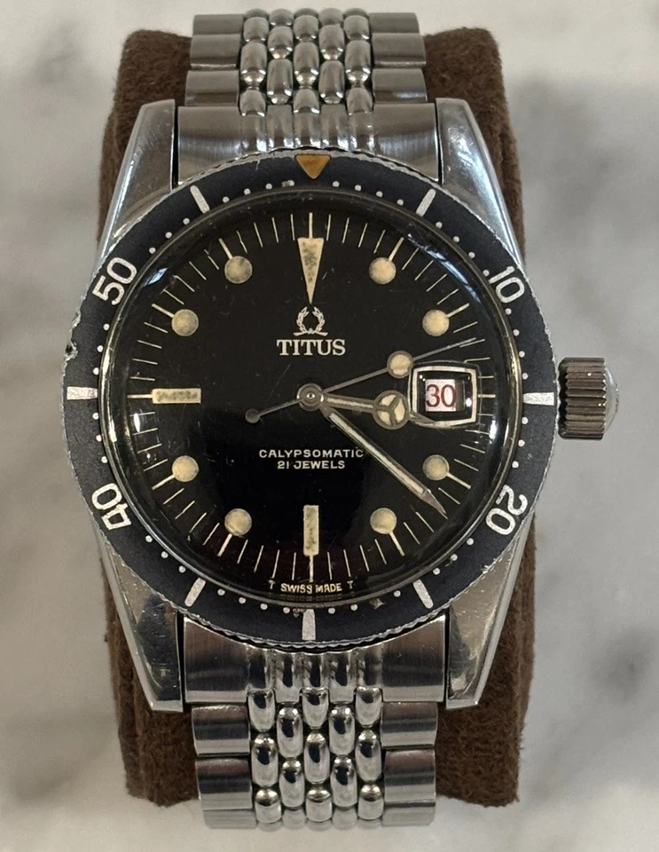 Vintage 38mm Titus Calypsomatic 7986 Big Crown Solvil et Titus Great Condition   - Image 1 of 4