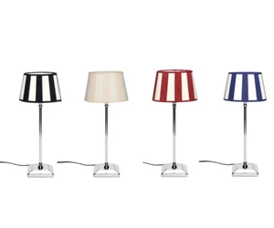 Lámpara De Mesa De Diseño Con Pantalla A Rayas Base De Aluminio Cromado - Imagen 1 de 23