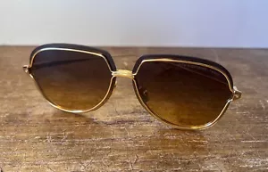 Authentic DITA Nightbird-Three DTS520-62-0 Gold w/Brown Sunglasses Pre-Owned - Picture 1 of 8