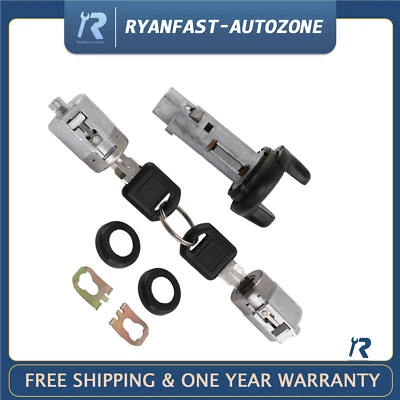 Ignition Key Switch Lock Cylinde For Chevy GMC Pickup Door Lock Set 2 GM Keys - Image 1 of 4
