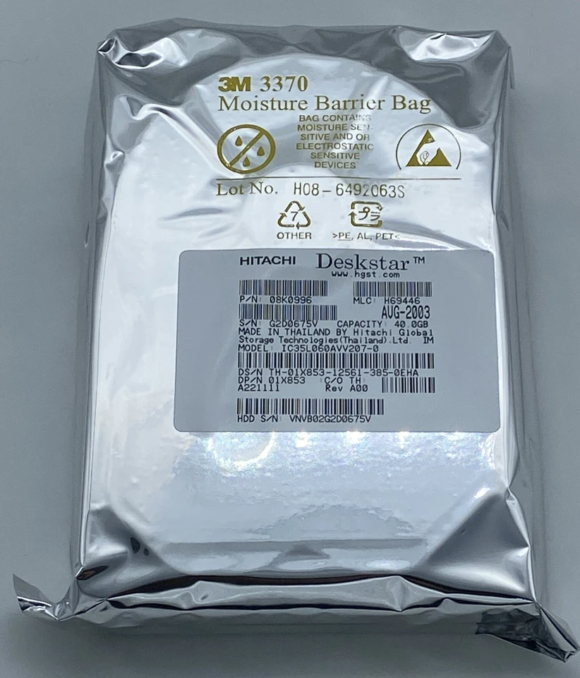 Hitachi IC35L060AVV207-0 40GB IDE Hard Drive P/N: 08K0996 MLC H69446 Brand NEW! - Image 1 of 1