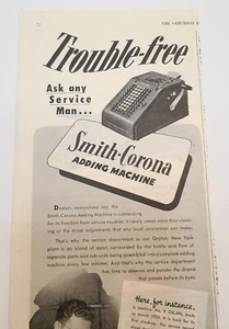 1949 ORIGINAL SMITH CORONA ADDING MACHINE VINTAGE ADVERTISING  - Picture 1 of 3