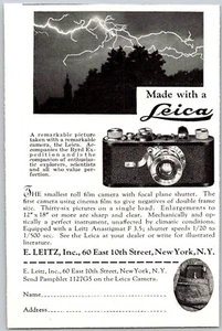 PRINT AD 1929 Leica Compact Camera Byrd Expedition Lightning Leitz SMALL 3 x 4 - Picture 1 of 3