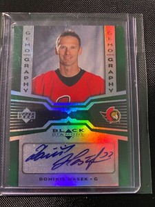 2005-06 UD Black Diamond Gemography Emerald #G-HA Dominik Hasek Auto #'d 14/25