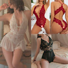 Women's Lace Sexy Babydoll Nightdress G-string Underwear Sleepwear Lingerie Set#