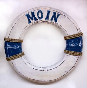 Rettungsring Moin blau/weiß 2509 35x4 cm cm Deko Unikat für Drinnen & Draußen - Bild 1 von 5