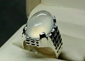 Anillo de cuarzo blanco natural para hombre de plata de ley 925 hecho a mano anillo Dur e Najaf - Imagen 1 de 12