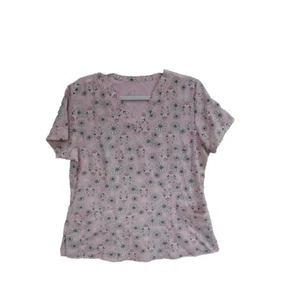 Prints by Maevn Scrub Top Medium Pink Giraffe Nursing Nurse Medical Dentist Work - Picture 1 of 8