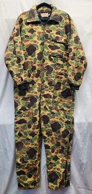 Vtg Saf T Bak Duck Camo Camouflage Chiller Insulated Coveralls Hunting Jumpsuit - Image 1 of 4
