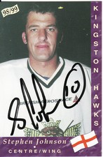 STEPHEN JOHNSON, RARE AUTO'D/SIGNED 1998-99 CARD (KINGSTON HAWKS).