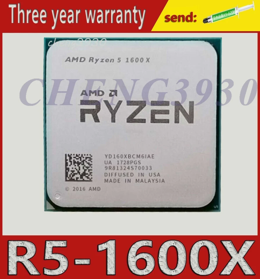 AMD Ryzen R5 1600X AM4 3.6GHz 6-core 12T 95W R5-1600X CPU processor - Image 1 of 1