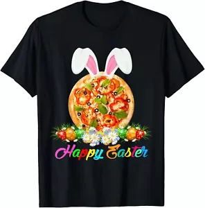 Happy Easter Day Floral Flower Bunny Pizza Hunting Eggs T-Shirt Hoodie - Picture 1 of 11