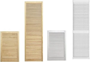 Wooden Louvered Door Pine Wood Front Cabinet Cupboard Wardrobe Natural or White - Picture 1 of 12
