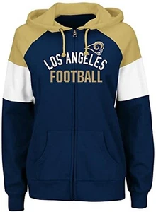 Los Angeles Rams Women's NFL Majestic Hot Route Zip Up Hooded Sweatshirt - Picture 1 of 2