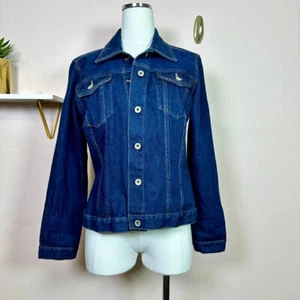 FOR JOSEPH Blue Denim Collard Jean Jacket, Size Petite Medium - Picture 1 of 9