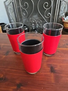 Vintage Juego De 3 Gafas Envueltas De Vinilo Cuero sintético Rojo 4.75" MCM - Imagen 1 de 5