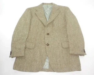 JOS A BANK Brown 100% Tweed Wool Herringbone Blazer Sports Jacket Mens Sz 40R - Picture 1 of 10