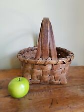 Antique Primitive Splint Wood Triple Bentwood Handled Gathering Basket AAFA 