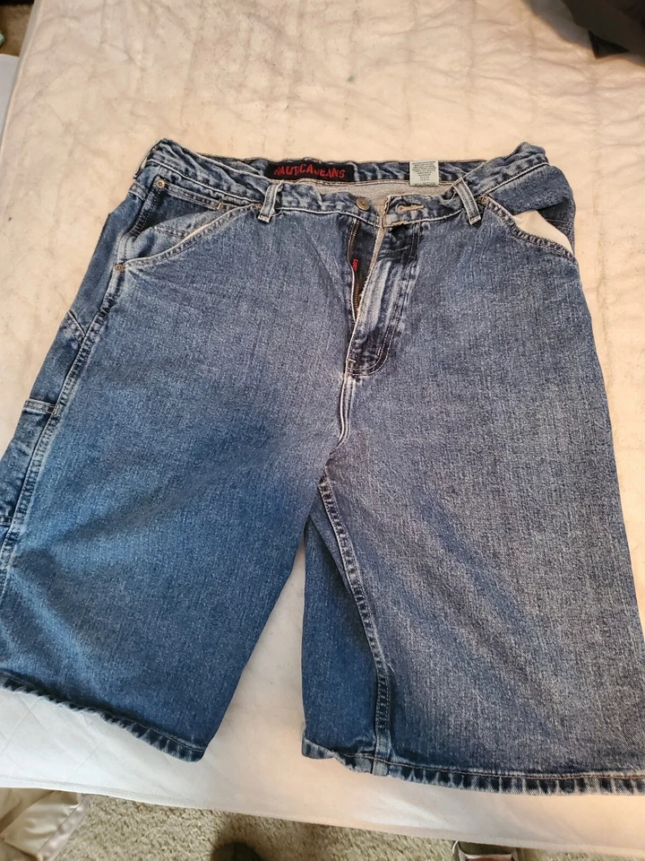 Vintage Nautica Jeans Shorts Men 40 Blue Carpenter Style Hip Hop Y2K Denim 38x12 - Image 1 of 3