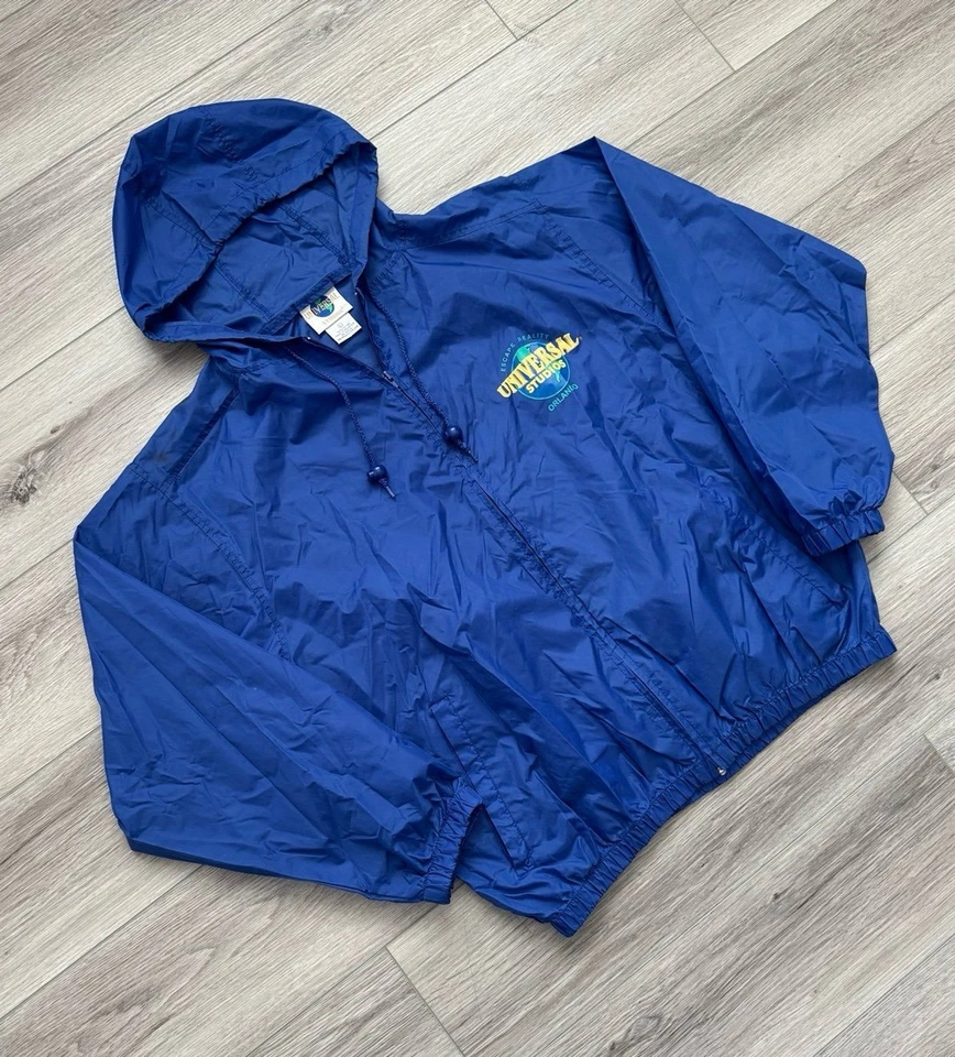 Vintage 90s Opening Day Universal Studios Rain Windbreaker Hoodie Jacket - sz L - Image 1 of 4