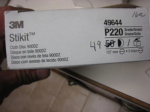 3M STIKIT PSA Sanding Disc,Cloth,5in,P220G 900DZ , 49644, Purple Pack of 49 - Picture 1 of 3