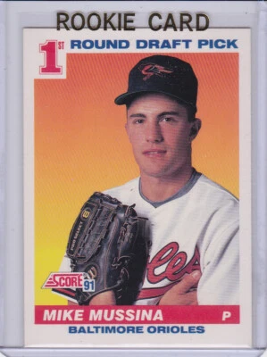 Tarjeta de novato Mike Mustina 1991 puntuación selección del draft de béisbol RC NY Yankees MLB HOFer! Foto 1 de 2