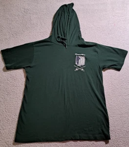 Attack on Titan Anime Women`s Green Hooded Short Sleeve Shirt / Size Large - Picture 1 of 8